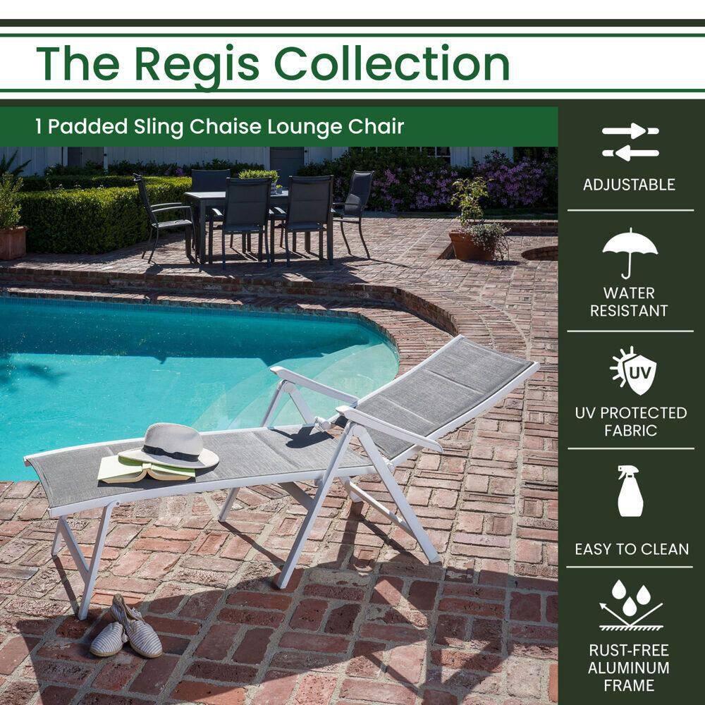 Regis Gray and White Aluminum Sling Folding Chaise Lounger