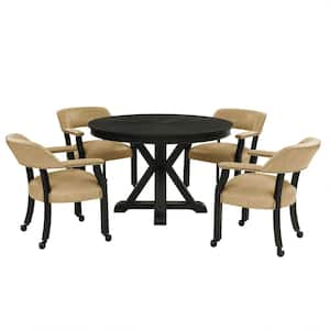 Rylie 5-Piece Black Wood Dining Set Seats 4