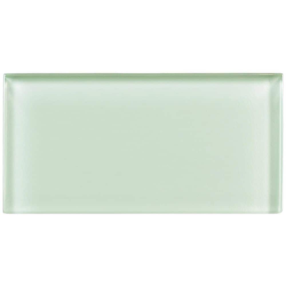Pale Green Polished Glass Subway Tile 3" x 6"