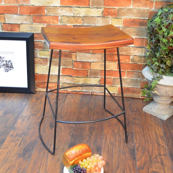 Reece 24 in. Black and Chestnut Bar Stool (Set of 2)