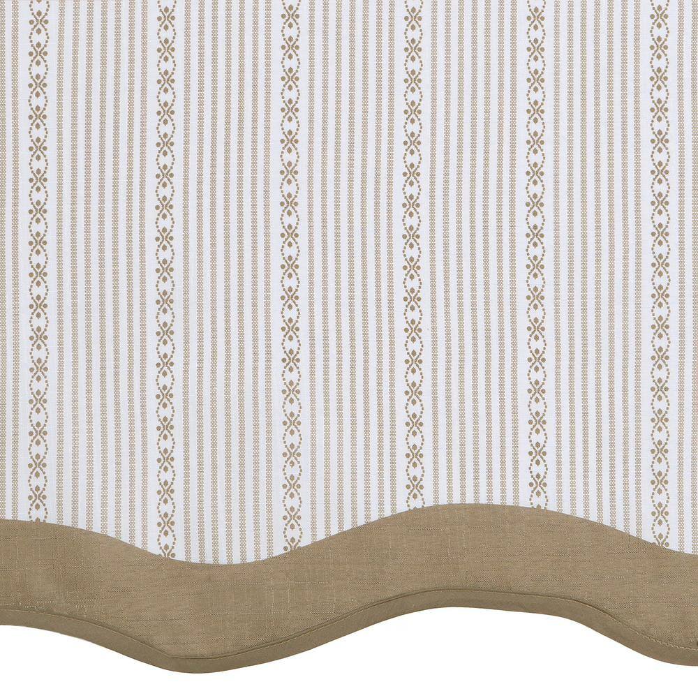 Taupe and Gray Pinstripe Polyester Rod Pocket Valance