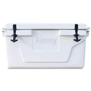 Heavy-Duty Wheels 65 qt. White Chest Cooler with Bottle Opener for Beach Drink Camping Picnic Fishing Boat Barbecue