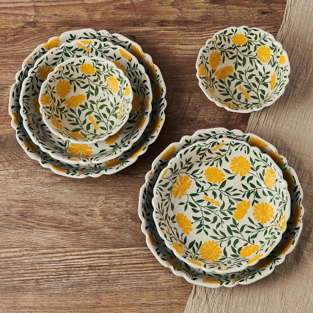 Tranquil Elegance Multi-Color Ceramic Floral Dinnerware Set, Service for 4