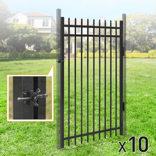 4 ft. x 6 ft. Pointed Pinnacle Anti-Rust Metal Fence Gate, Decorative Garden Gate (Pack of 10)