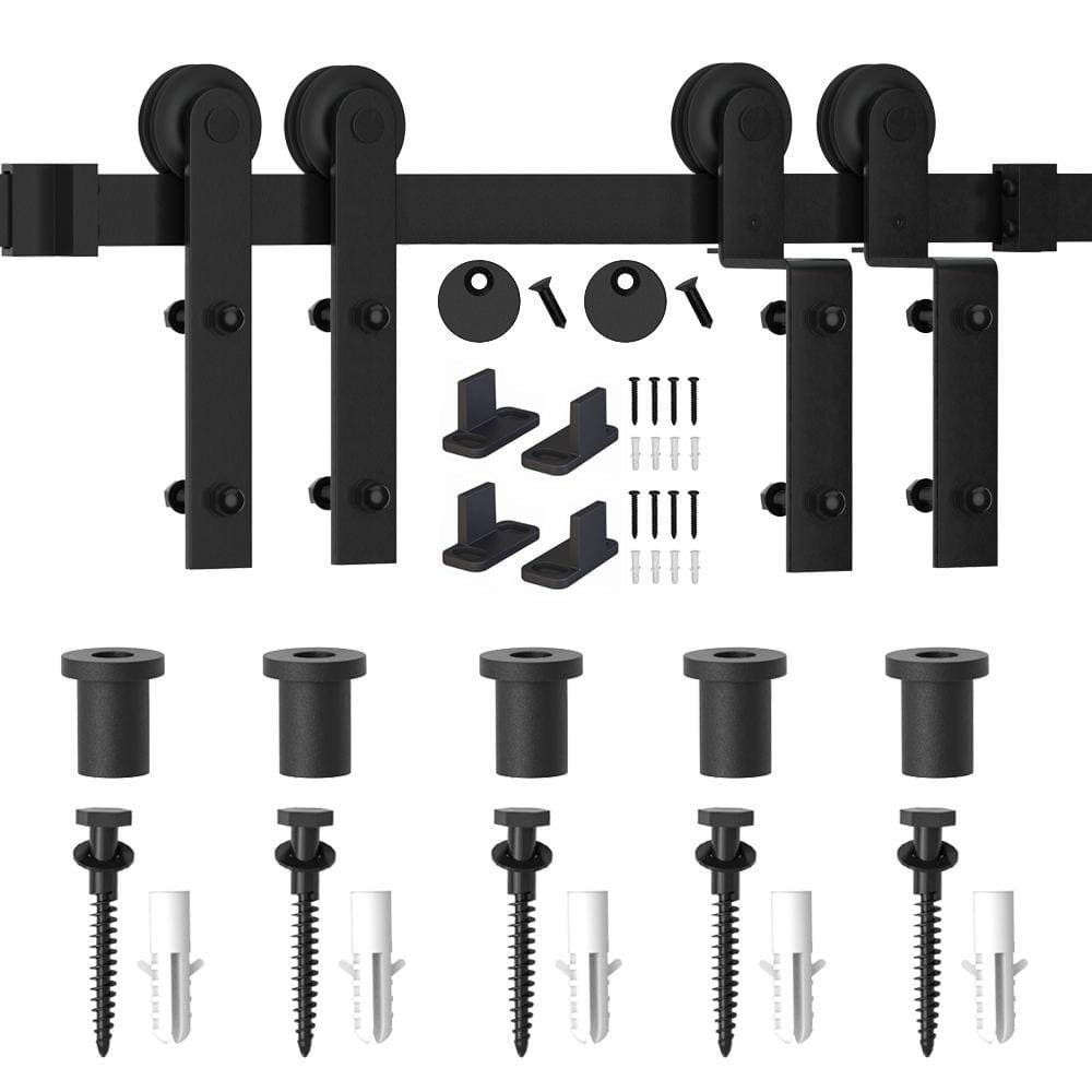 6 ft./72 in. Single Track Bypass Sliding Barn Door Hardware Kit for Double Doors Low Ceiling price history on PriceWatchPro