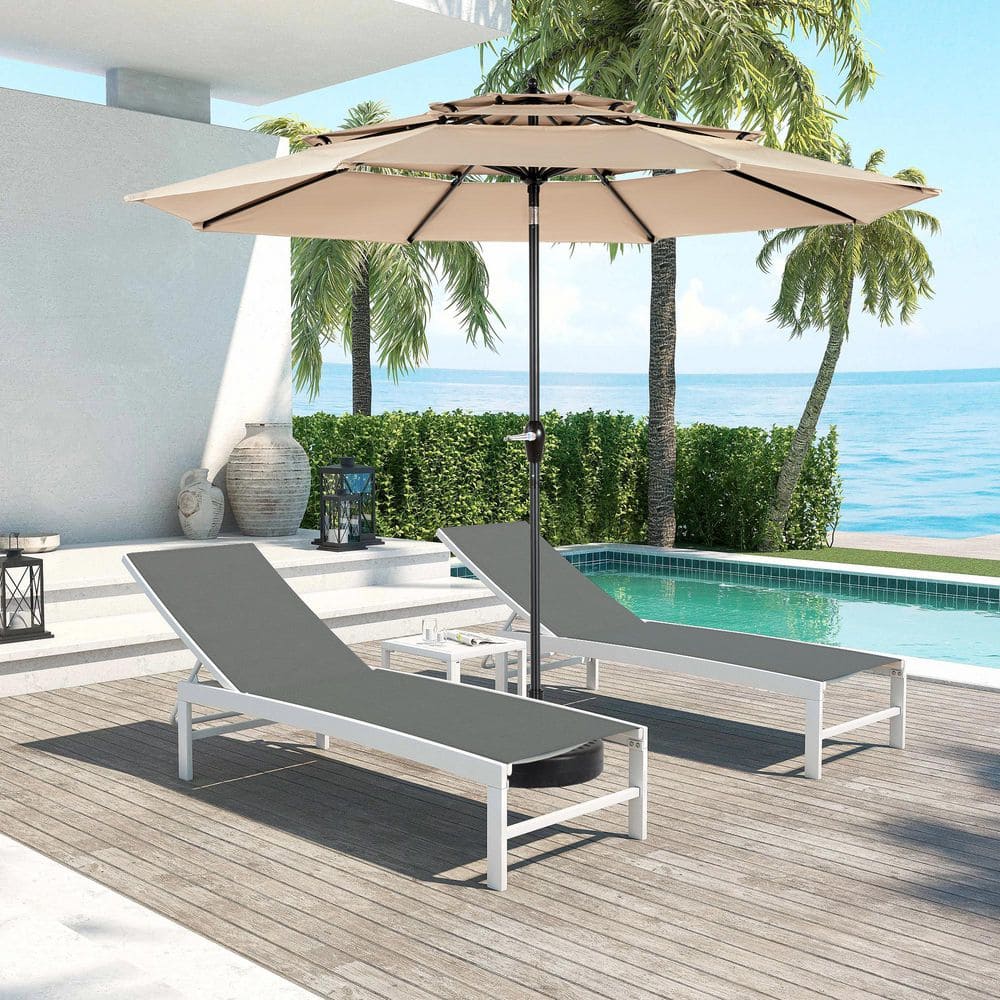 10 ft. x 10 ft., 3-Tier Auto-tilt Outdoor Patio Umbrella, Market Pool Deck 