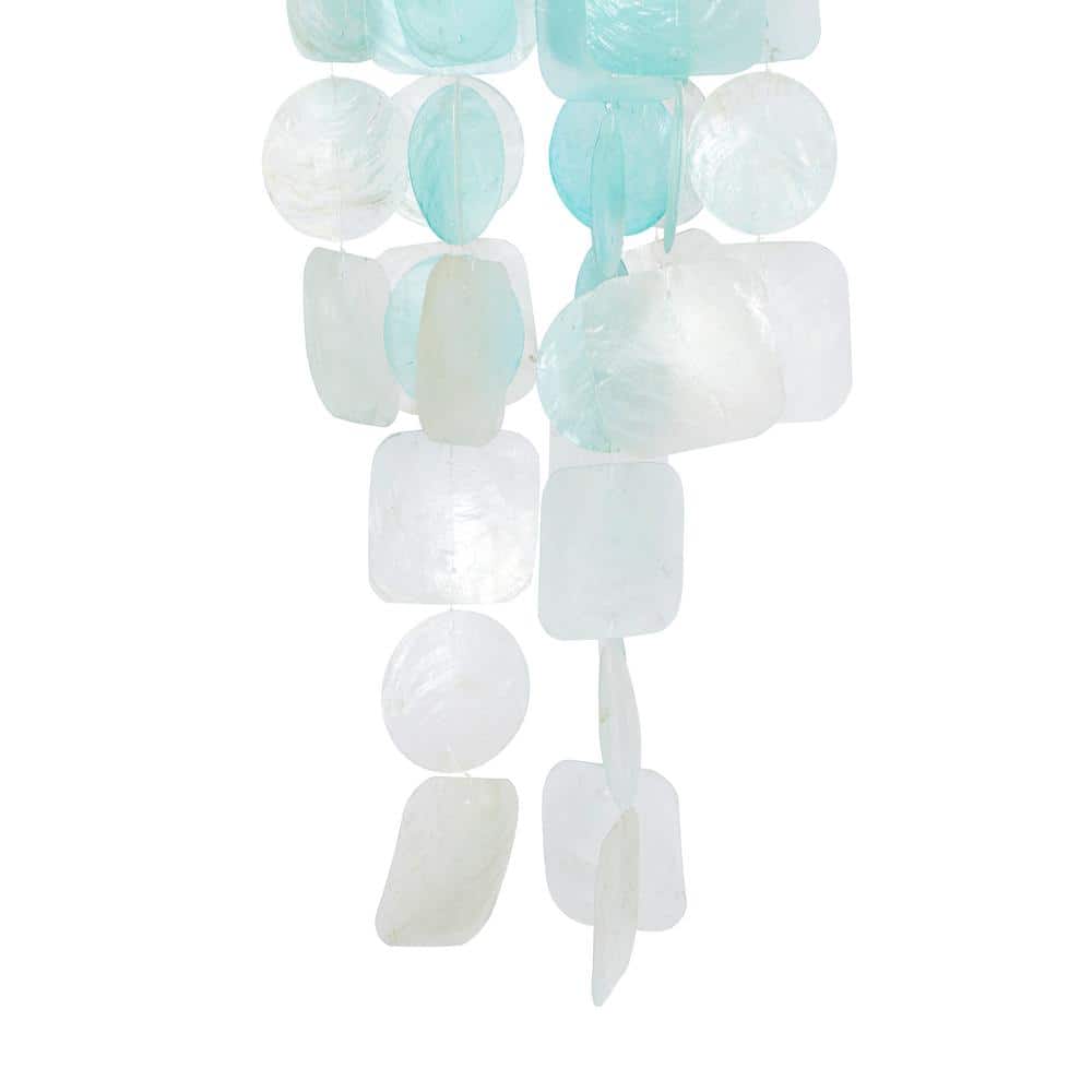 Teal and White Capiz Shell Waterfall Wind Chime, 24 Inches