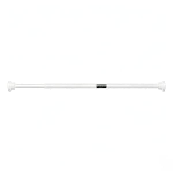 Select Curtain Rods Wudkey 74 in. Heavy Duty Stainless Steel Tension Shower Rod in White ...