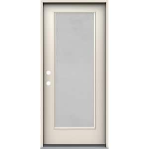 36 in. x 80 in. Right-Hand Full Lite Micro-Granite Frosted Glass Primed Steel Prehung Front Door