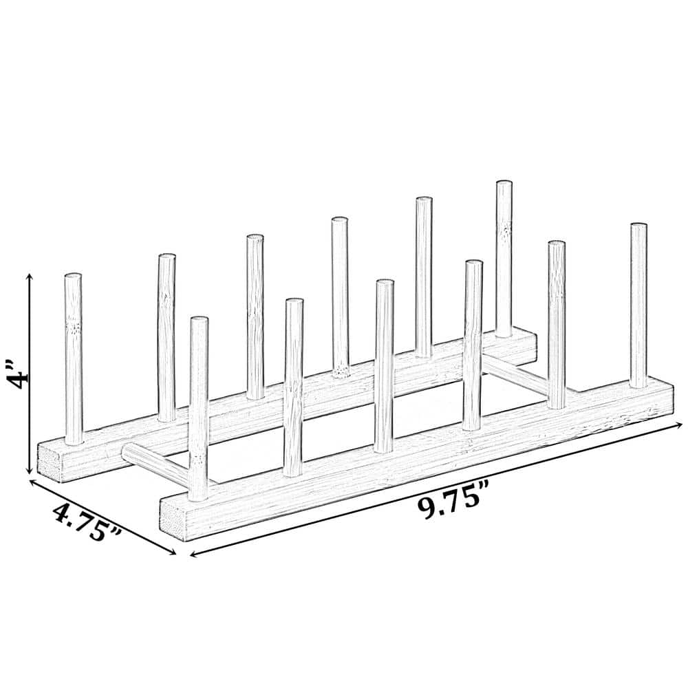 Bamboo Wooden 5-Grid Dish Drainer Rack
