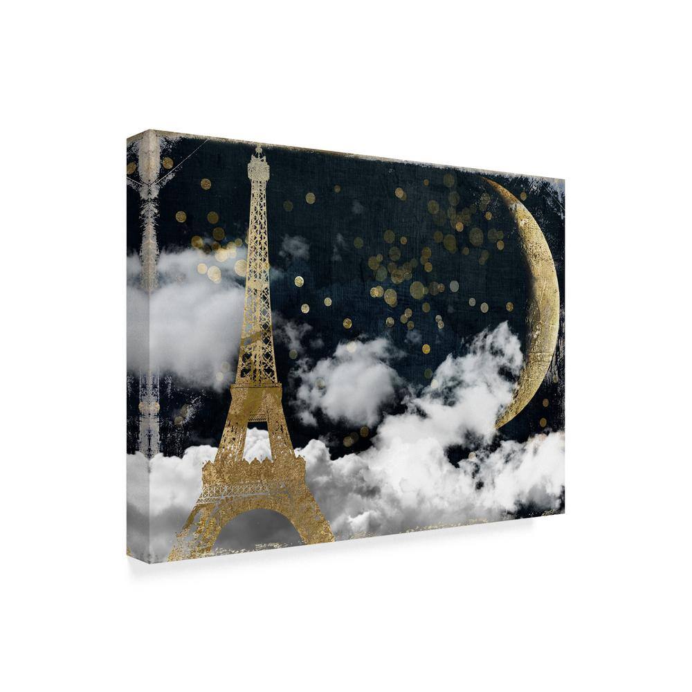Cloud Cities Paris Gold and Black Canvas Art with Floater Frame