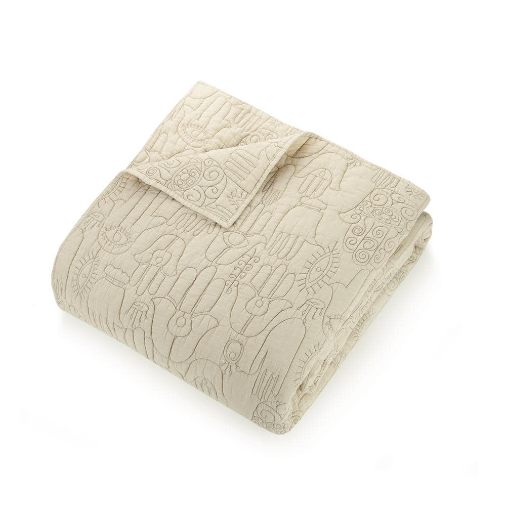 Jungalow Khaki Hamsa Hand Full/Queen Quilt Set