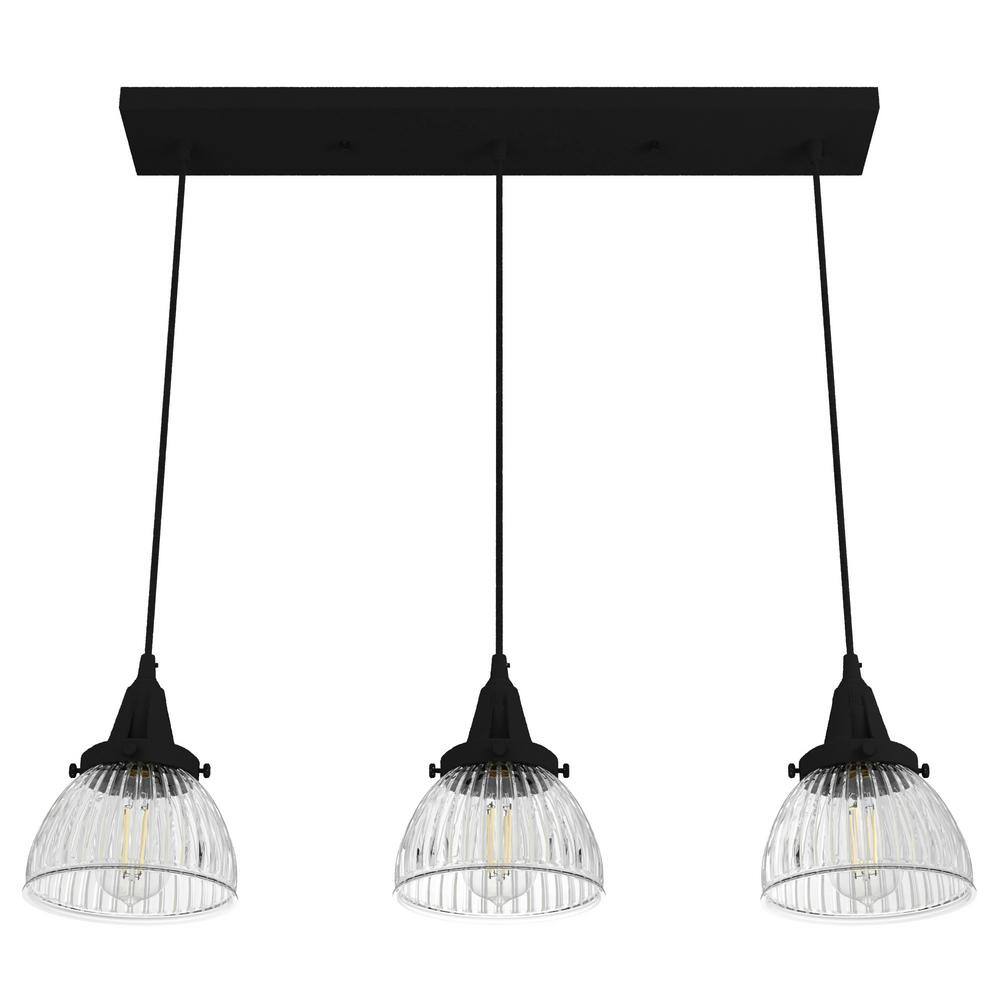 Cypress Grove Natural Iron 3-Light Fluted Glass Cluster Pendant