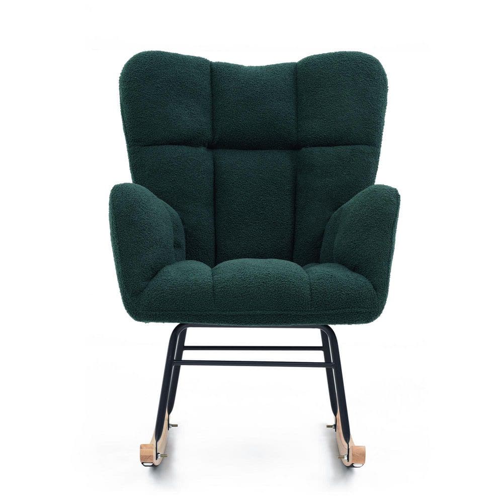 Metal Outdoor Rocking Chair Teddy Upholstered Glider Rocker Rocking Accent 