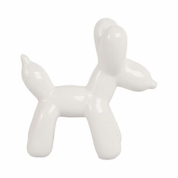Liv & Skye White 7 in. x 7 in. Ceramic Balloon Dog Figurine