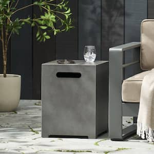 Reign Concrete Metal Outdoor Patio Tank Holder Side Table