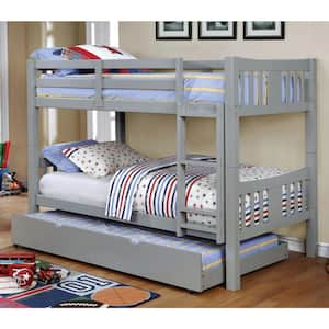 Jelle Gray Full over Full Wood Bunk Bed with Attached Ladder