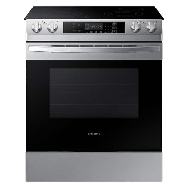 Samsung 30 in. 5.8 cu. ft. Slide-In Electric Range with Self Cleaning Oven in Stainless Steel