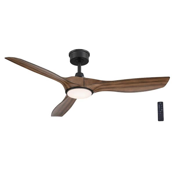 Home Decorators Collection Marlon 52 in. Integrated LED Indoor Natural Iron Ceiling Fan with Brazilian Walnut Blades and Remote Control