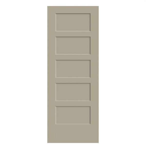 32 in. x 80 in. 5-Panel Bayshore Single Bore Hollow Core Smoked Tan Molded Composite Interior Door Slab