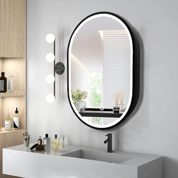 Oval medicine cabinet with lights discount
