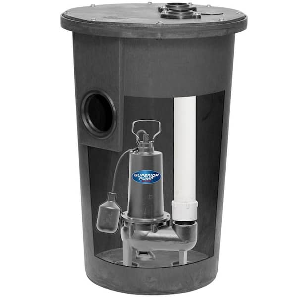 Superior Pump 1/2 HP Sewage Pump Kit with Basin