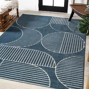 Navy/Cream 8 ft. x 10 ft. Nordby Geometric Arch Scandi Striped Area Rug