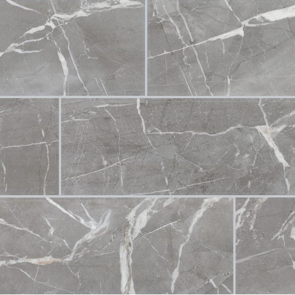 Daltile LuxeCraft Calacatta Black 4 in. x 6 in. Glazed Ceramic Wall Sample Tile