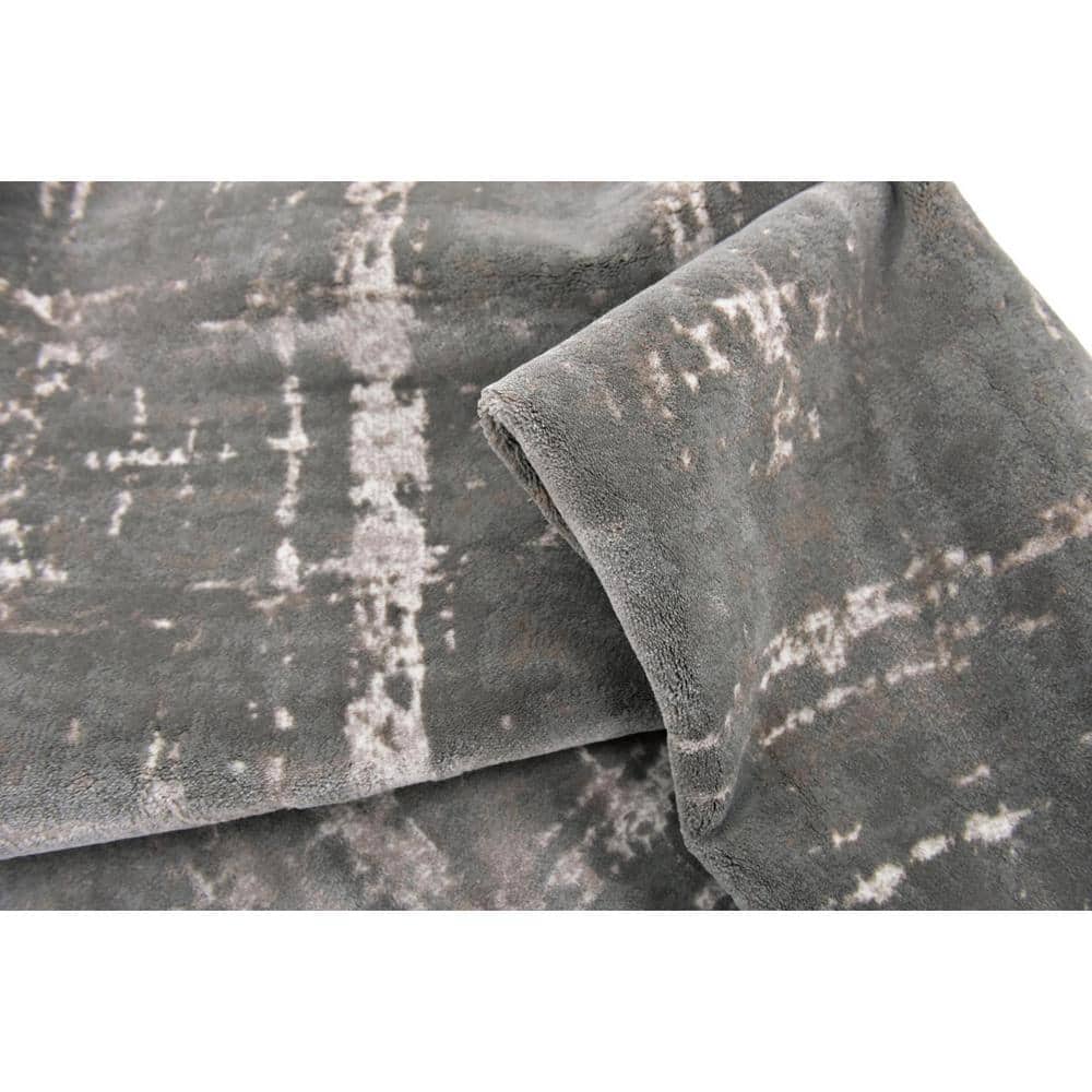 Gray and Beige Rectangular Stain-Resistant Synthetic Rug