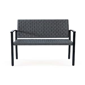 Chelsea 2-Person Gray Galvanized steel and Gray Wicker Outdoor Bench