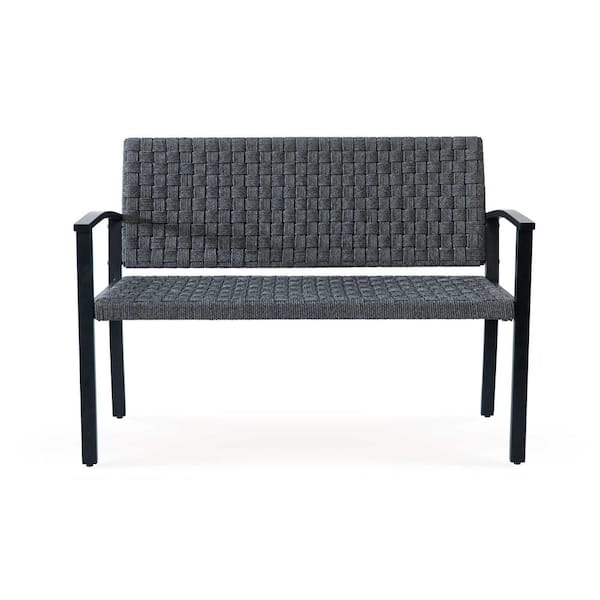 Steel wicker 2025 garden bench