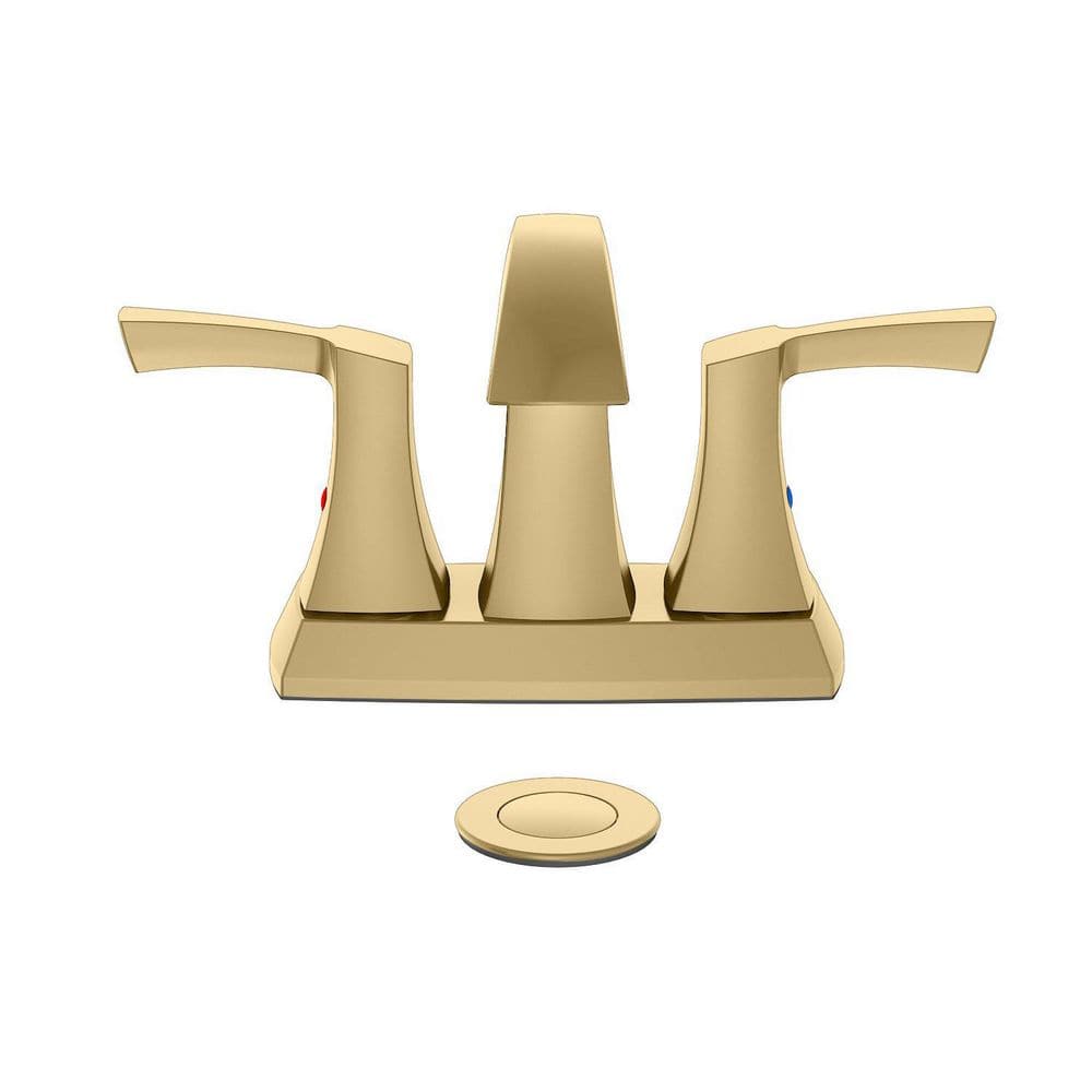 PRIVATE BRAND UNBRANDED Bryson 4 in. Centerset 2Handle Bathroom Faucet in Matte Gold 4511941PB