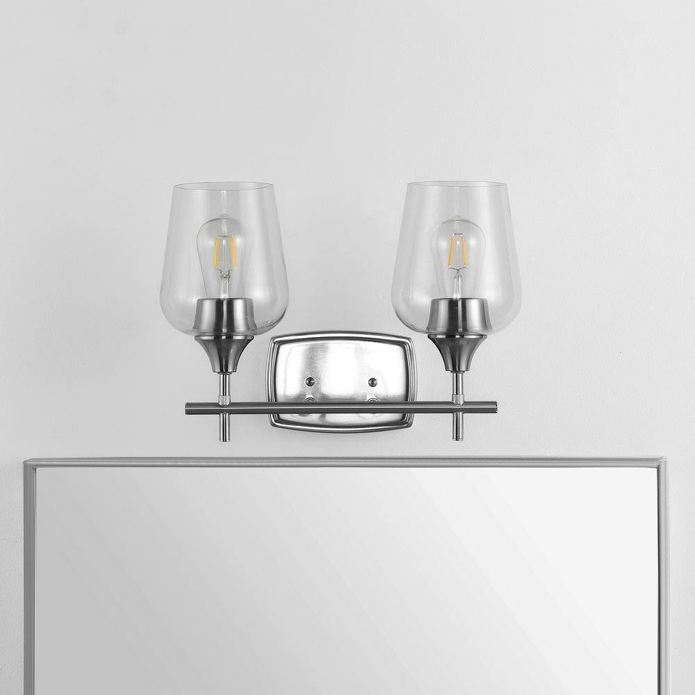 Contemporary Nickel 15'' Dual-Light Wine Glass Wall Sconce