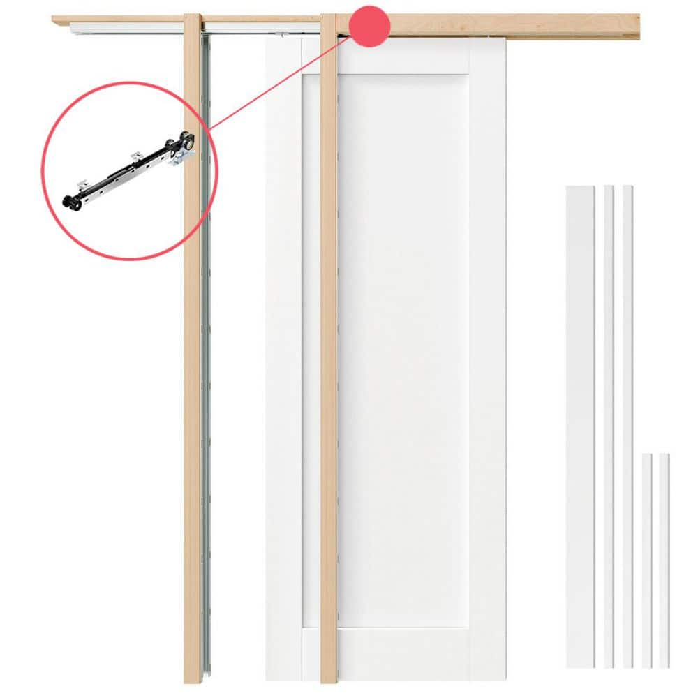 28in. x 80in. 1-Panel White Composite No Bored Pocket Door Slab with Door Frame Kit, Soft Close, Jamb and Header price history on PriceWatchPro