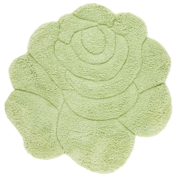 Novelty 5 ft. x 5 ft. Green Floral Specialty Area Rug