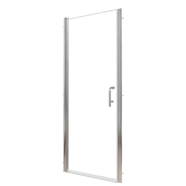 30-32 in. W x 72 in. H Pivot Semi-Frameless Shower Door in Brushed Nickel with 1/4 in. Clear Glass
