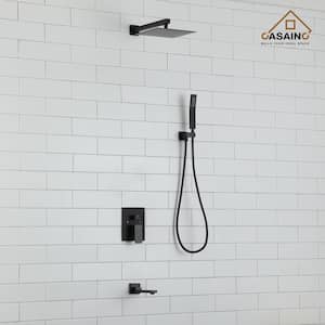 1-Handle 1-Spray Pattern 10 in. Wall Mount Shower Set Shower Head, Tub and Shower Faucet, Matte Black (Valve Included)