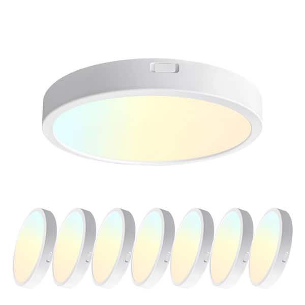 Sofiton 5 in. White New-Ultra-Low-Profile Edge Lit Integrated LED 5CCT Selectable Flush Mount Light Panel Ceiling Light (8-Pack)