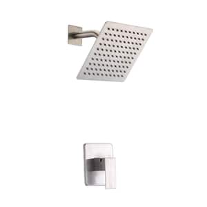 Modern 1-Handle 1-Spray Shower Faucet 1.8 GPM with Adjustable Flow Rate in Brushed Nickel (Valve Included)
