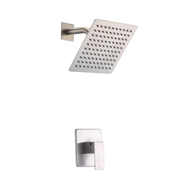 SUMERAIN Modern 1-Handle 1-Spray Shower Faucet 1.8 GPM with Adjustable Flow Rate in Brushed Nickel (Valve Included)