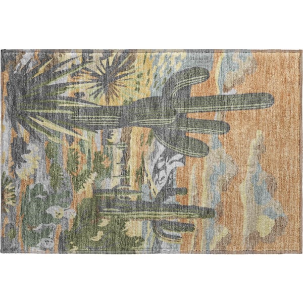 Mayfield Premium Machine Washable Abstract AMF2496 Copper 2 ft. x 3 ft. Accent Rug
