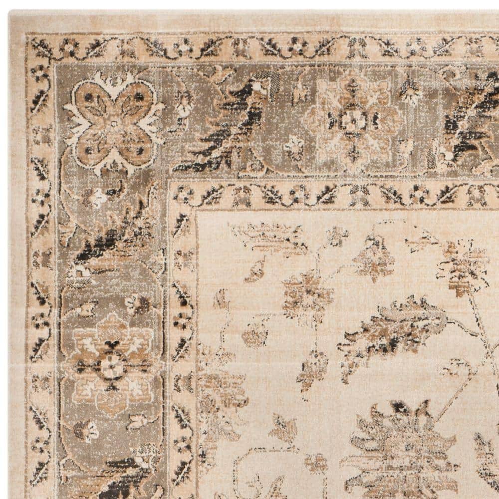 Gray Floral 10' x 14' Wool and Silk Area Rug