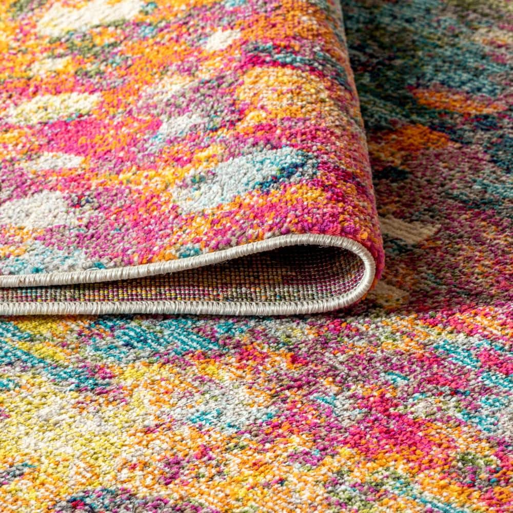 Multi/Yellow Abstract Flat Woven Reversible Area Rug