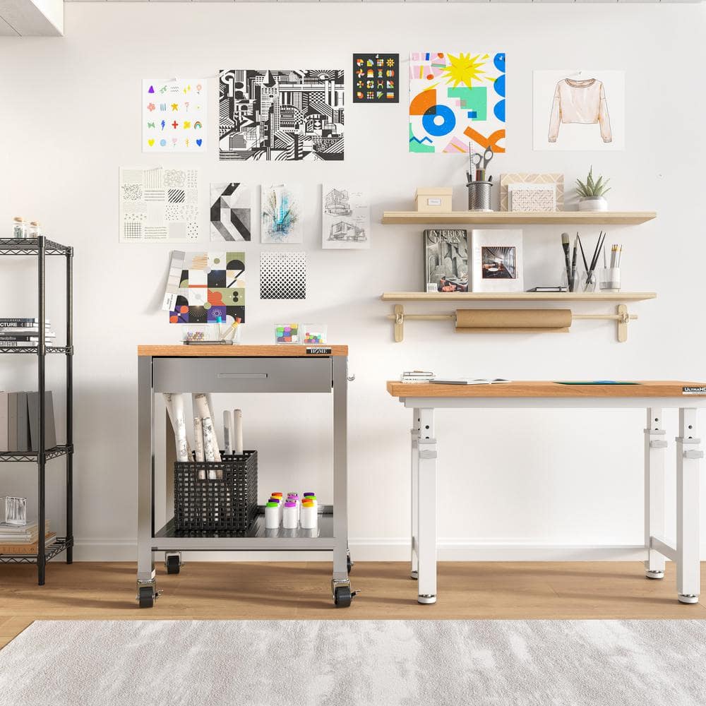 Stainless Steel and Wood Kitchen Cart with Storage