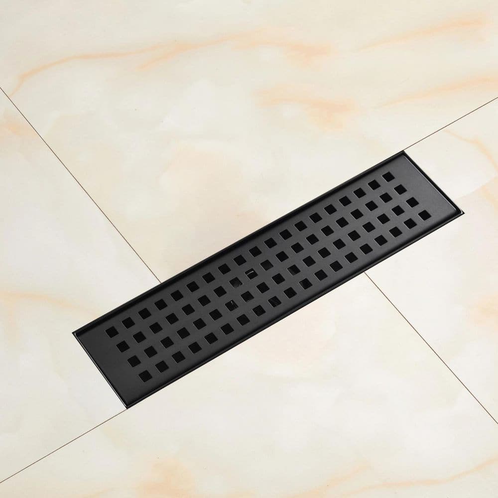 11.9 in. Linear Grid Shower Drain with Leveling Feet and Flange in Matte Black price history on PriceWatchPro