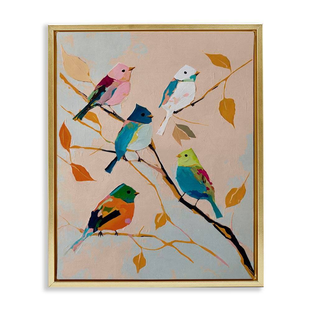 Parakeets on Fall Branch by Svetlana Aleynikova Gold Floater Frame Animal Graphic Art Print 31 in. x 25 in. price history on PriceWatchPro