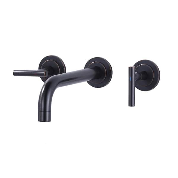 ALEASHA Double Handle Wall Mounted Bathroom Faucet in Oil Rubbed Bronze