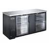 SABA 69.25 in. W 23.3 cu. ft. Commercial Under Back Bar Cooler Refrigerator with Glass Doors in Stainless Steel/Black SBB-27-69G