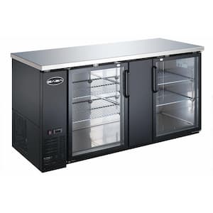 69.25 in. W 23.3 cu. ft. Commercial Under Back Bar Cooler Refrigerator with Glass Doors in Stainless Steel/Black
