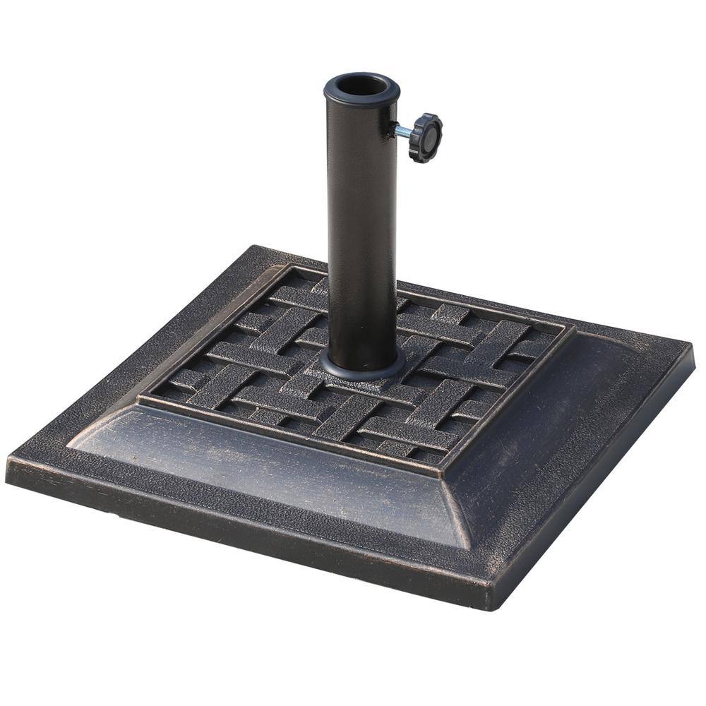 19.80 lbs. Steel Patio Umbrella Base in Antique Bronze, Square Resin Parasol Holder with Beautiful Decorative Pattern price history on PriceWatchPro
